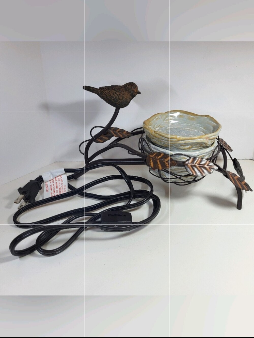 Scentsy Bird Nest Element WAX WARMER Metal Ceramic Rustic Nature Electric Corded